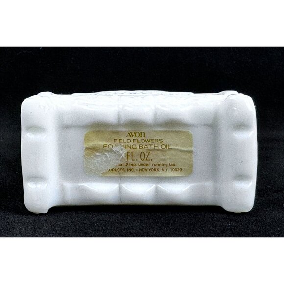 Avon Armoire Decanter Field Flowers Foaming Bath Oil Empty Bottle Milk Glass - Picture 3 of 16